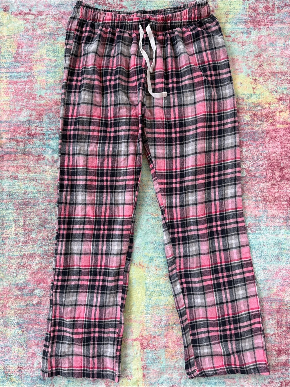💜Women's Pink Plaid Drawstring Pajama Pants